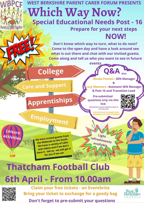 Join our event to find out what is available and on offer for SEND families post 16. 