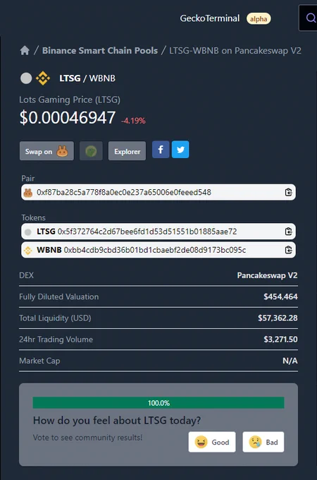 GeckoTerminal, waiting for approval, CoinGecko, listing, Coinmarketcap, CMC, CG, PancakeSwap, LOTS Gaming, LTSG