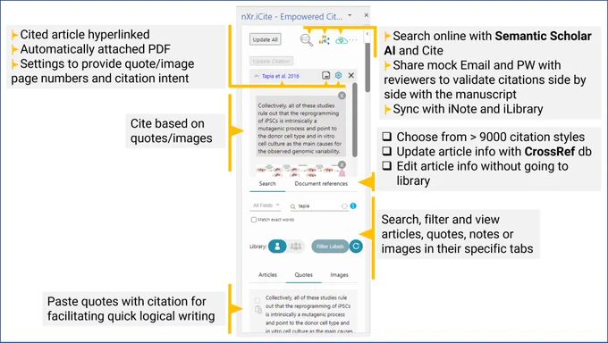 nXr.iCite - the only citation tool that supports accurate well-substantiated citations and sharing them to facilitate academic writing assessment
