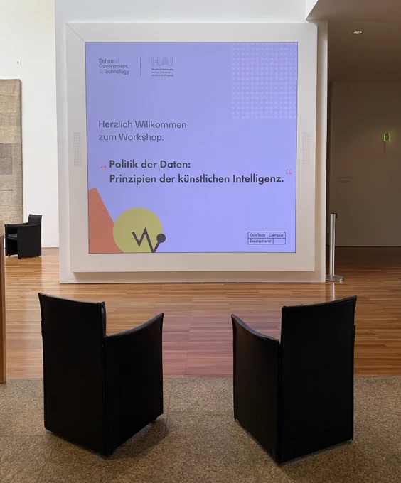 Bildschirm mit Begrüßung zum Workshop.