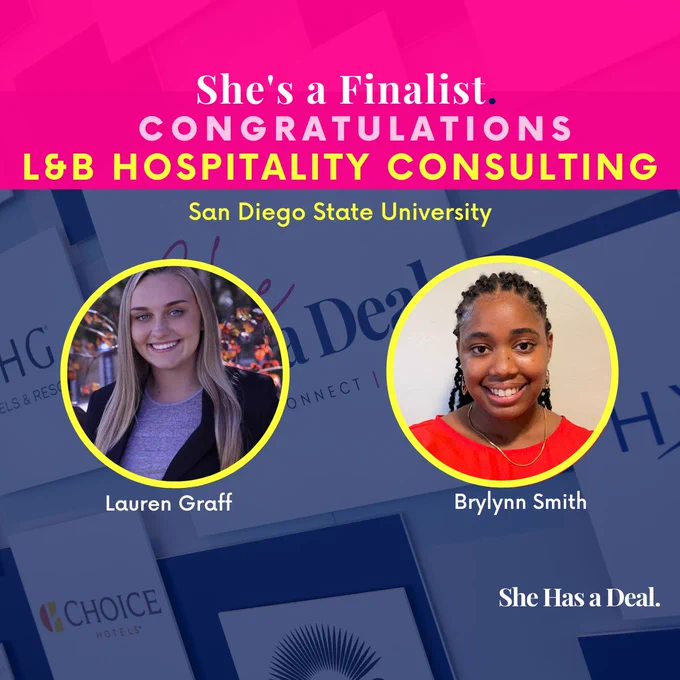 two photos of two smiling female college students
