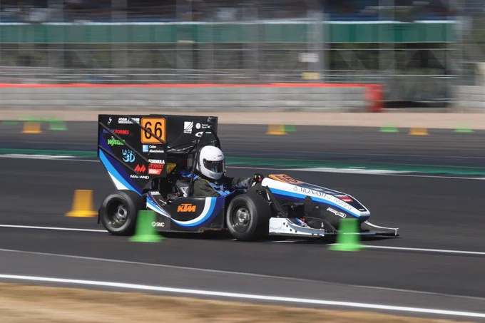 The 2018 winners Monash Motorsports run the Endurance course at Copse Corner during Formula Student 2018