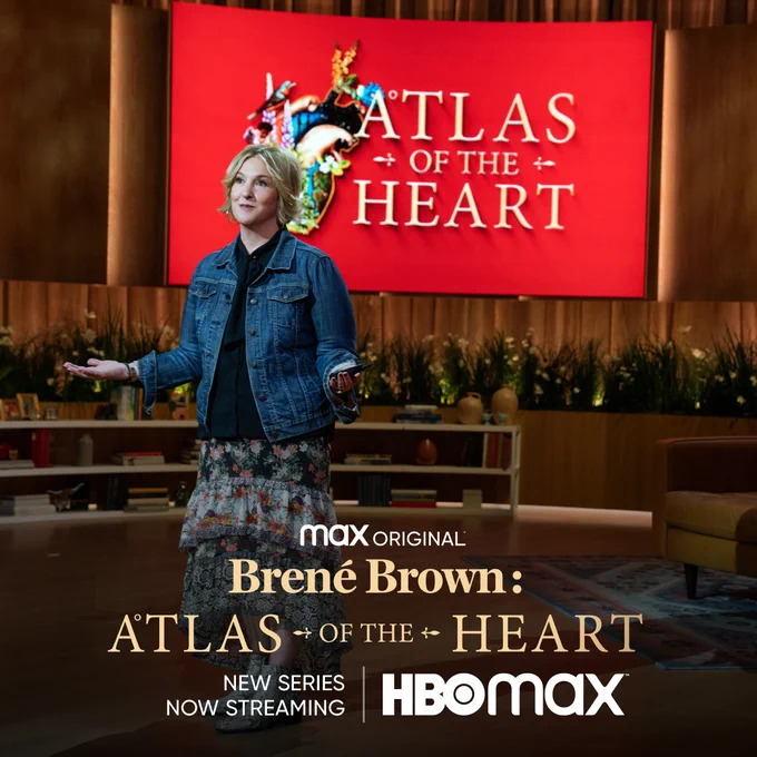 A still image of Brené Brown in the new HBO Max series, Brené Brown: Atlas of the Heart, which is streaming now.