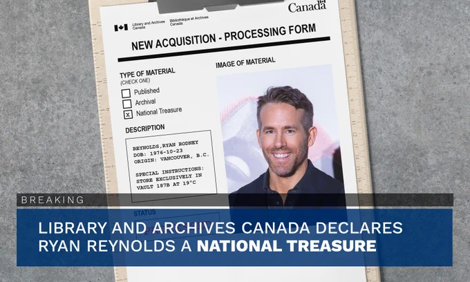 Library and Archives Canada Declares Ryan Reynolds a National Treasure
