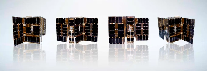 The four #KSF2 Patrol Mission satellites design and built by ISISPACE for Kleos
