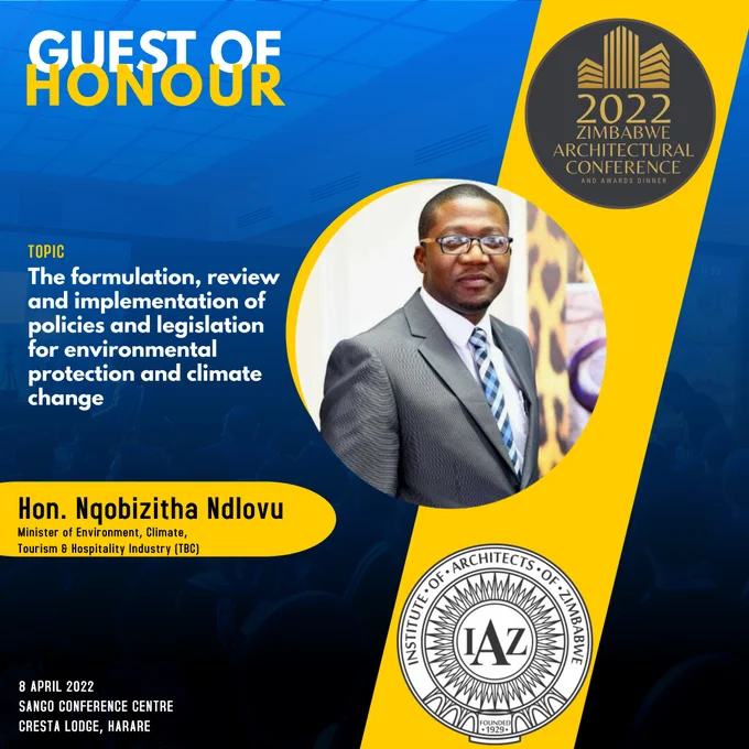 We would like to spotlight our Guest of Honor, Honorable Minister Nqobizitha Ndhlovu and Ministry Host, Honorable Minister July Moyo who will be in attendance this Friday. Just two Days to go!
#climatechange #zimarchitects #iazawards
