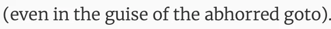 text from a paper's abstract reading "(even in the guise of the abhorred goto)."