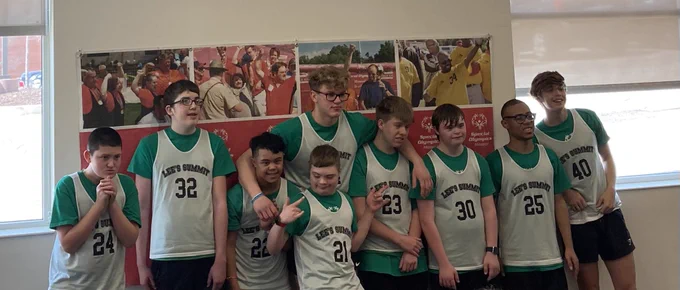 Team of nine basketball players