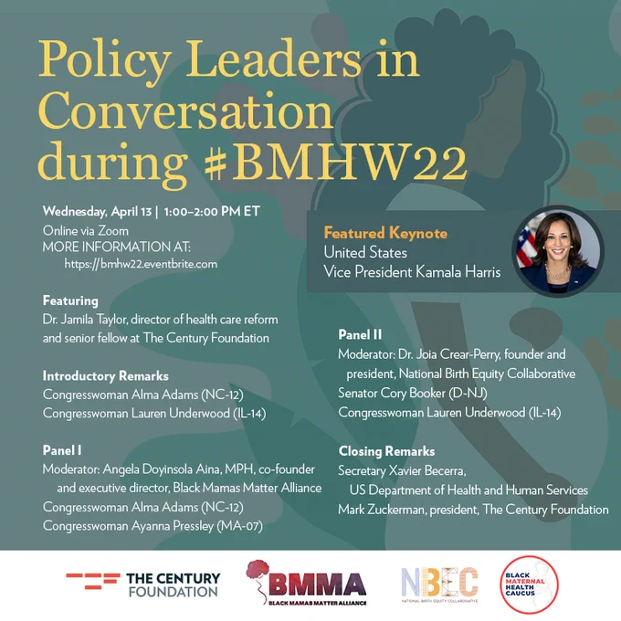 Event flyer for "Policy Leaders in Conversation during #BMHW22"