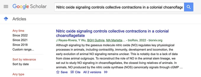 Google Scholar search with link to correct new name.