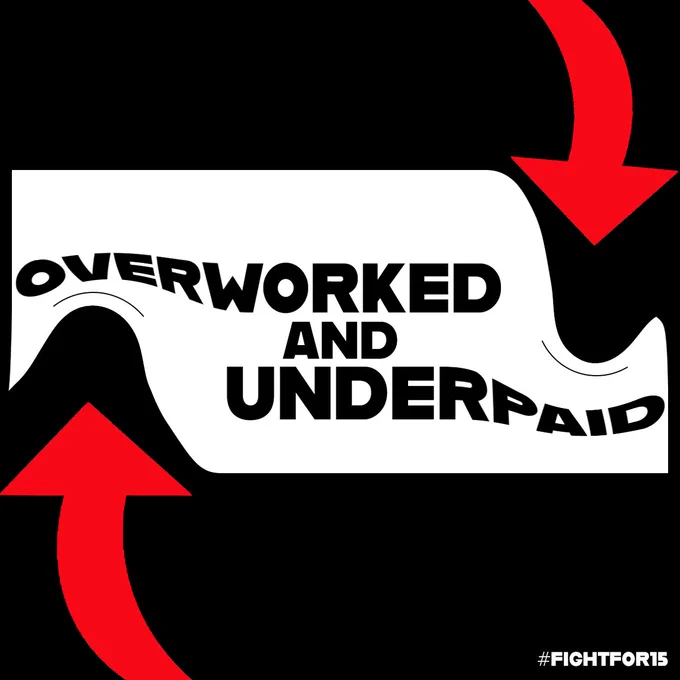 Graphic that says "Overworked and underpaid"