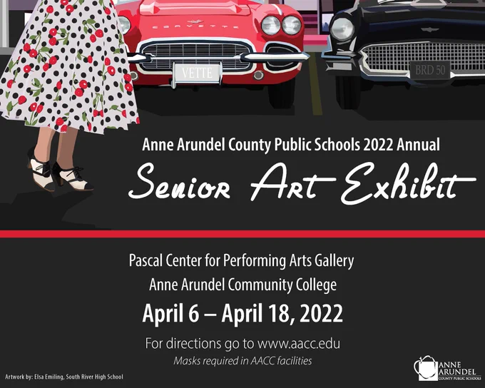 Anne Arundel County Public Schools 2022 Senior Art Exhibit is now on display at Anne Arundel Community College – Pascal Center for the Performing Arts Gallery.   April 6- through April 18
