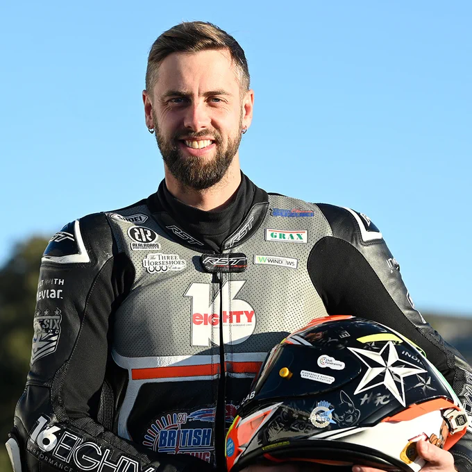 Head shot of Isle of Man TT racer Joe Akroyd.