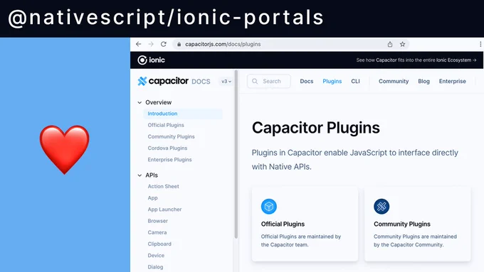 Use Capacitor plugins with @nativescript/ionic-portals