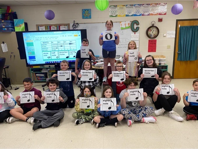 4th Grade music students learn about notes. 