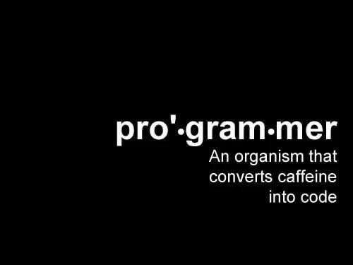 Shitpost: explains that programmers are caffeine addicts.