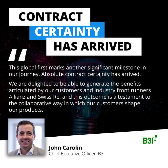 World first legally bound CatXoL reinsurance contract on DLT 