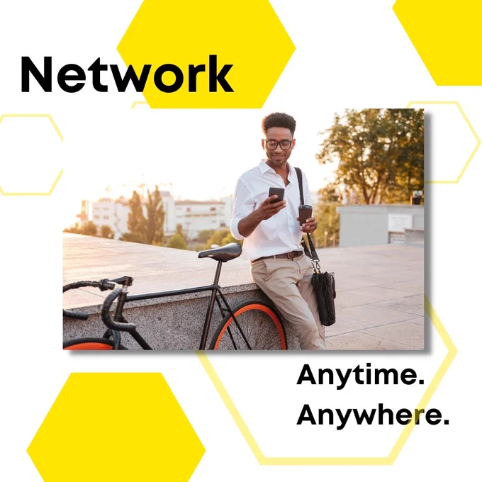 BuzzIt graphic. Network Anytime. Anywhere. 