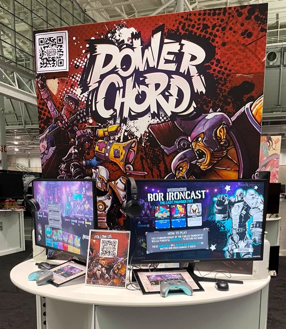 Two demo stations playing Power Chord demo.