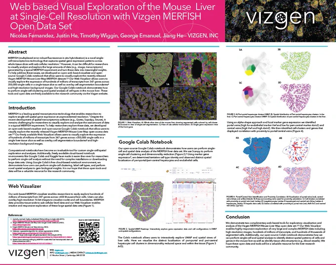 Download Vizgen's VIZBI 2022 Poster: Web based Visual Exploration of the Mouse Liver at Single-Cell Resolution with Vizgen MERFISH Open Data Set