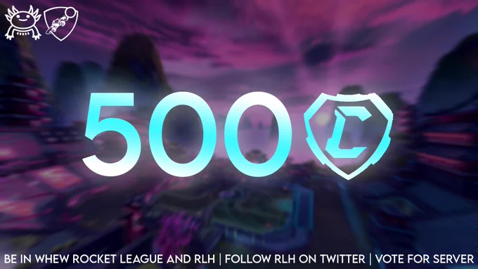 500 credits. Be in whew Rocket League and RLH, follow RLH on Twitter and vote for our server on Top.GG.