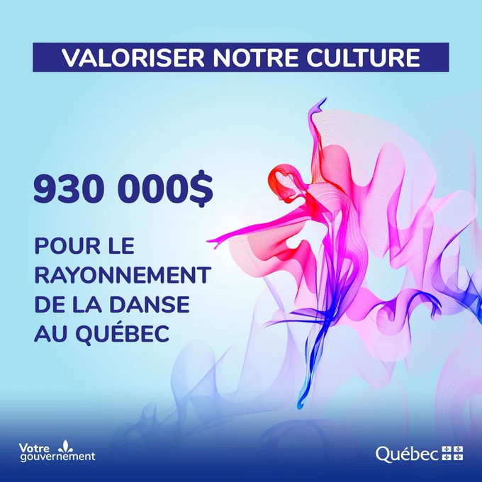 #communiqué
[Rayonnement de la culture québécoise]
Près de 930 000 $ pour promouvoir la danse professionnelle au Québec.

Détails: https://bit.ly/3EDPCH1 #CultureQc #DanseQc #danse