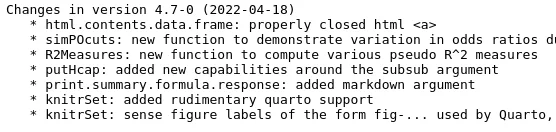 R Hmisc package News