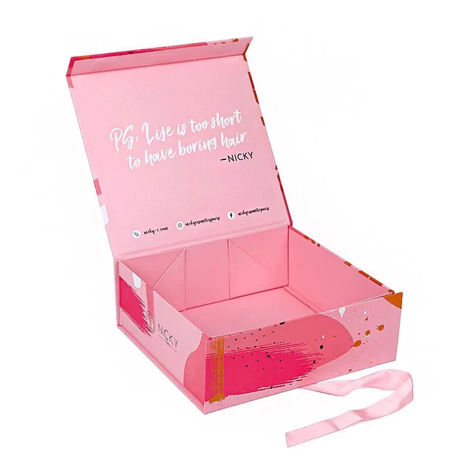 Pink gift box could be folded