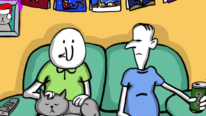 DeadHappy's animated campaign characters Mick and Tel.