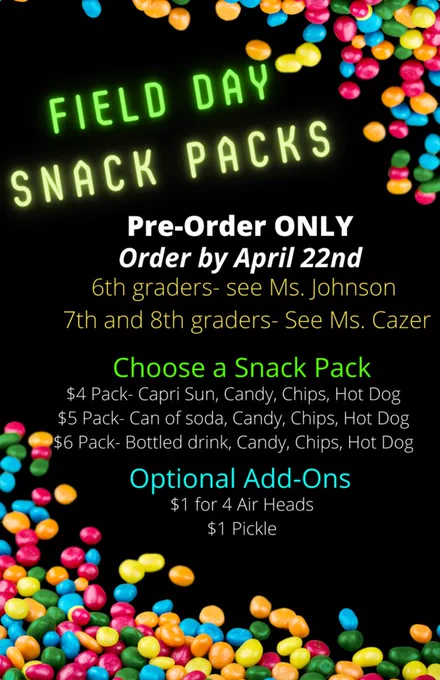 Flyer with Snack Cost