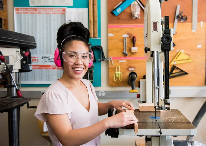 Trang Luu in wood workshop
