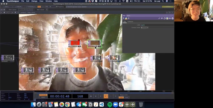 Student presenting on zoom