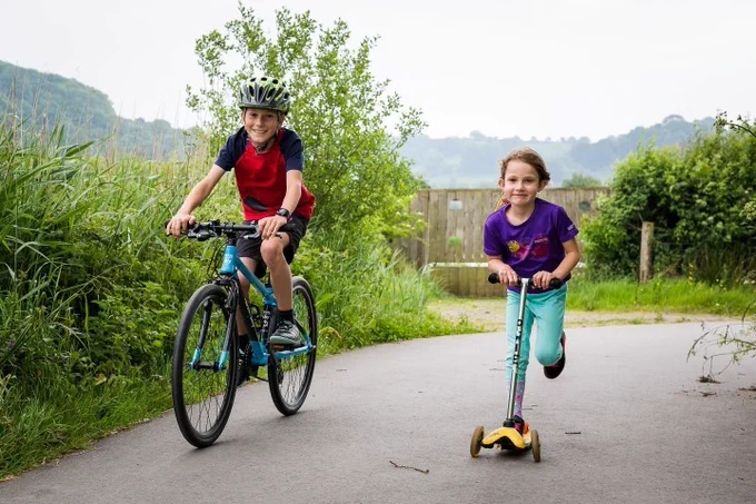 Children cycle safely through Seaton Wetlands, traffic and dog free nature reserve
