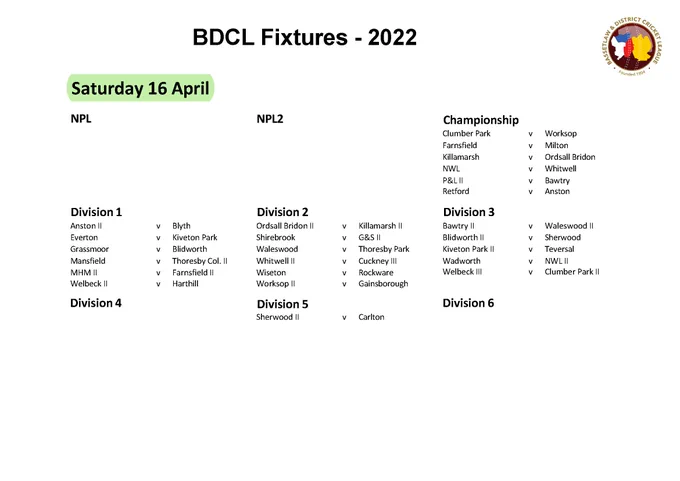 Round 1 fixtures