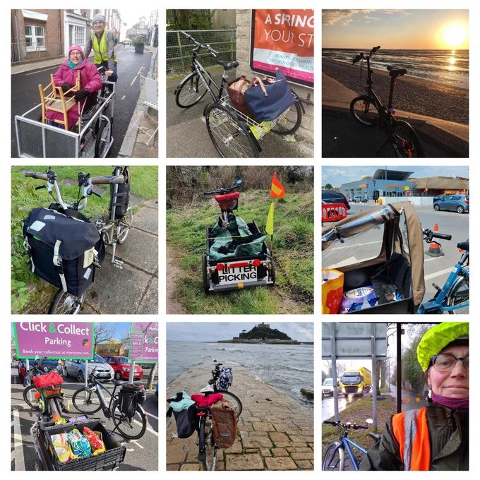 Collage of people using their cycles for everyday journeys