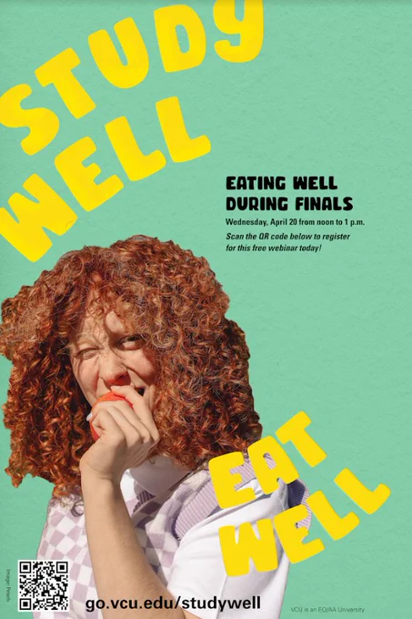 Study Well Eat Well, photo of a person eating an epple