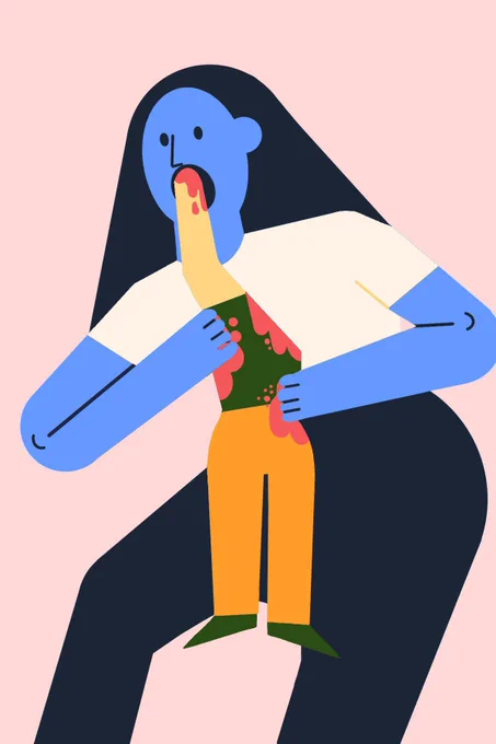 Parody art of Goya's "Saturn Devouring His Son" in the style of "Corporate Memphis"/Alegria