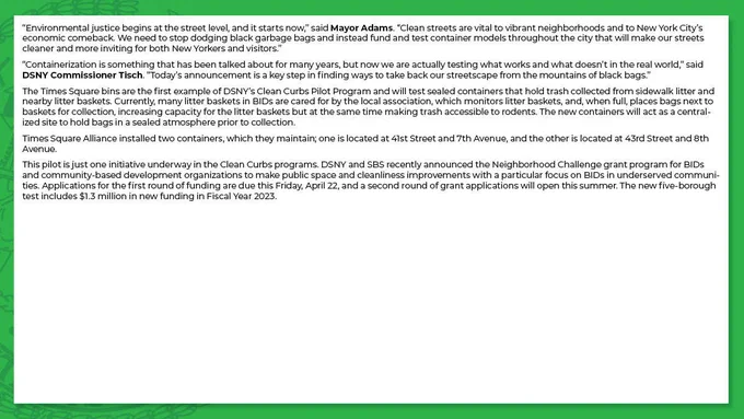 A press release available at: https://www1.nyc.gov/office-of-the-mayor/news/227-22/mayor-adams-clean-curbs-waste-containerization-pilot-expansion-all-five-boroughs