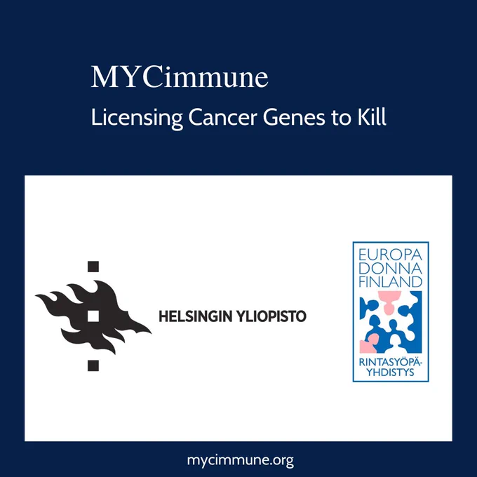 Teksti: MYCimmune Licensing Cancer Genes to Kill
Helsingin yliopiston ja Rintasyöpäyhdistyksen logot