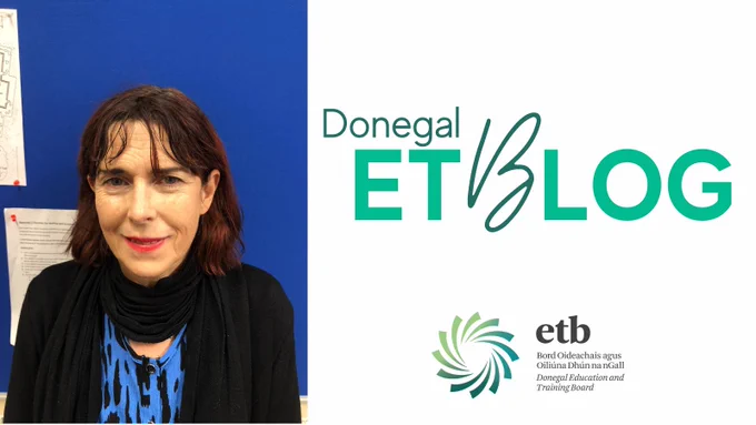 Image of woman (blogger) and words Donegal ETB Blog