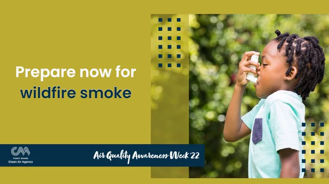 Child using asthma inhaler