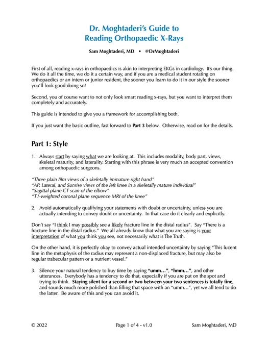 Page 1 - Guide to Reading Orthopaedic X-Rays