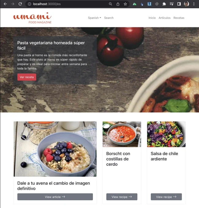 Druxt Umami demo in Spanish
