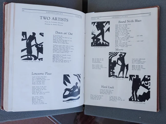 Langston Hughes and Aaron Douglas, “Two Artists,” Opportunity (October 1926) at the Ackland Art Museum, on loan from Rare Books at UNC Wilson Library