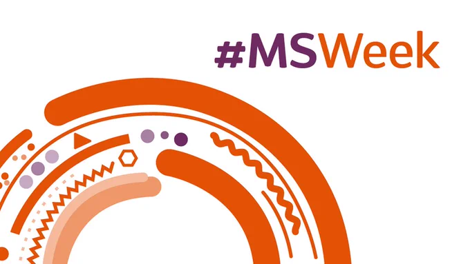 Image shows a creative orange and purple rainbow with text on the right hand side saying #MSWeek.