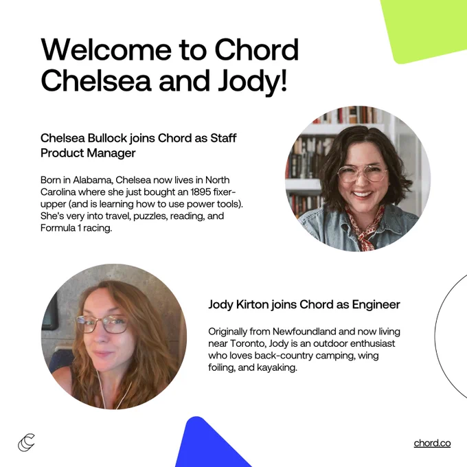 Jody Kirton and Chelsea Bullock join Chord.