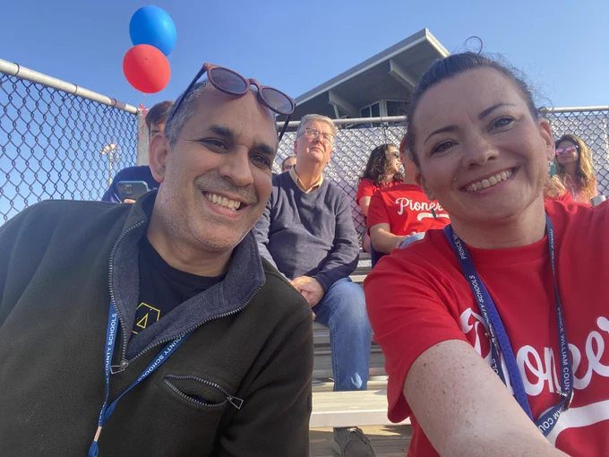 Dr. Lateef and  Adele Jackson in baseball stands