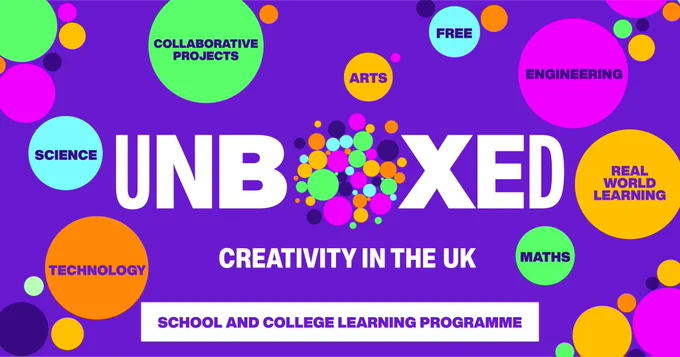 Colourful graphic, with unboxed logo