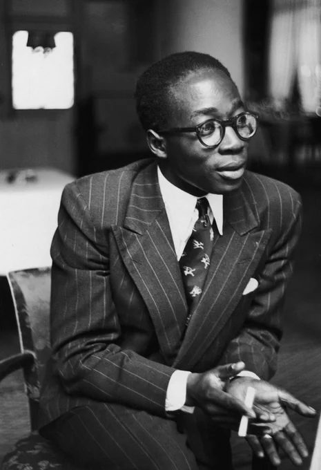 This image is a photo of Senegalese poet, politician and cultural theorist Léopold Sédar Senghor.