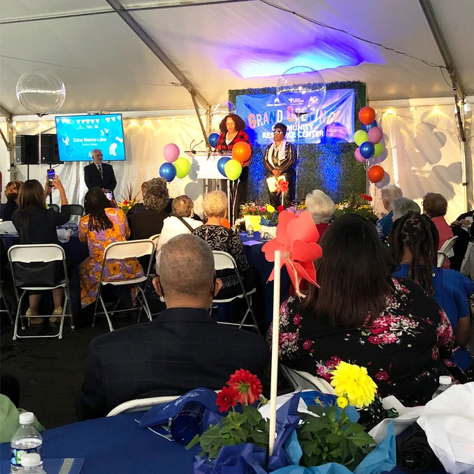 Edna Manns-Lake and Thelma Terrell from the Anchor Group sharing their experience as community members contributing to this project 